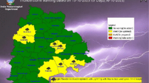 Thunderstorm forecast in seven Telangana districts on October 16
